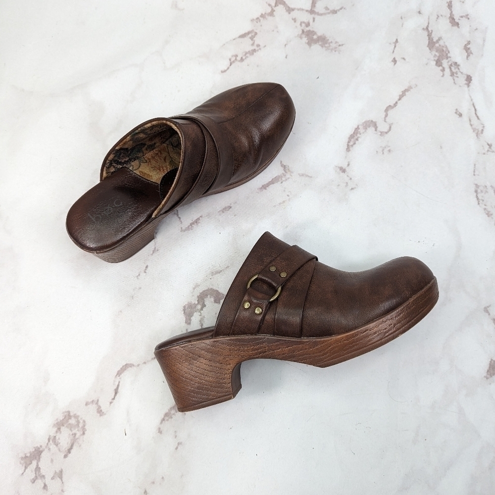 Born Of Concept Clog Women 9 EU 40 Brown Mules Shoes Faux Wood Leather Vegan BOC